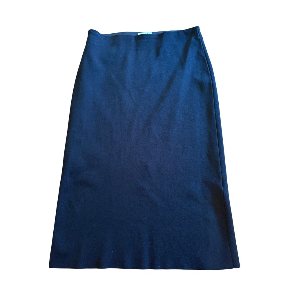 COS Black Ribbed Knit Midi Skirt Minimalist Back Slit Women's‎ Size Medium